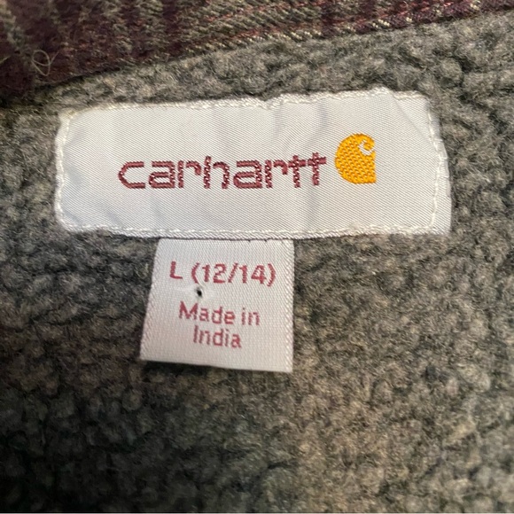 Carhartt coat Hubbard sherpa lined flannel shirt jacket women’s large - Picture 6 of 11
